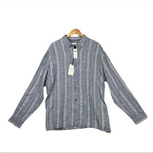 The A&F Linen Collection Linen Blend L/S Button Down Shirt Mens XLT Gray Striped